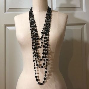 Vintage Multiple Strands Black Necklace